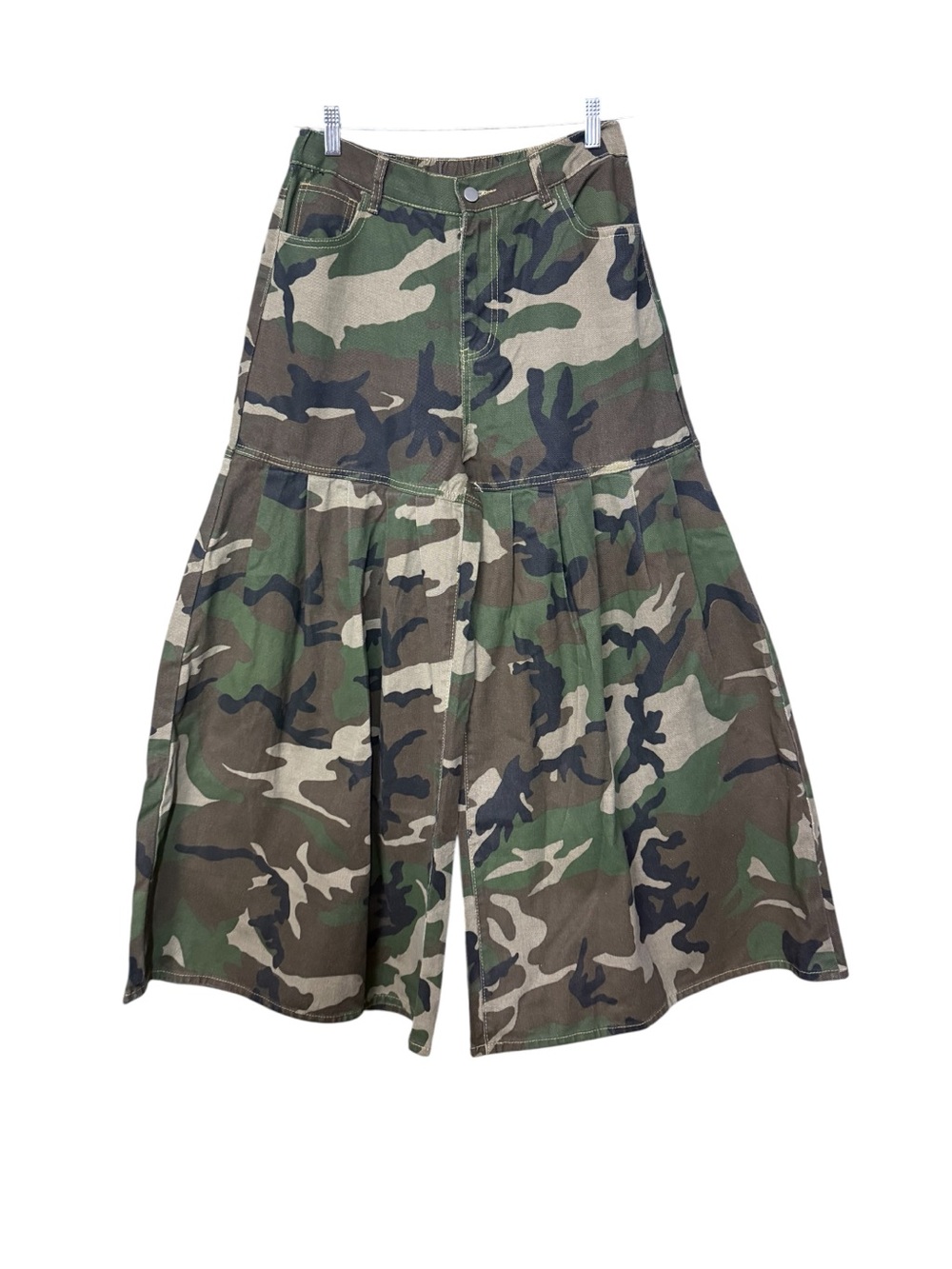 Camouflage Pleated Palazzo Pants / Wide Leg Denim XL - Picture 2 of 5